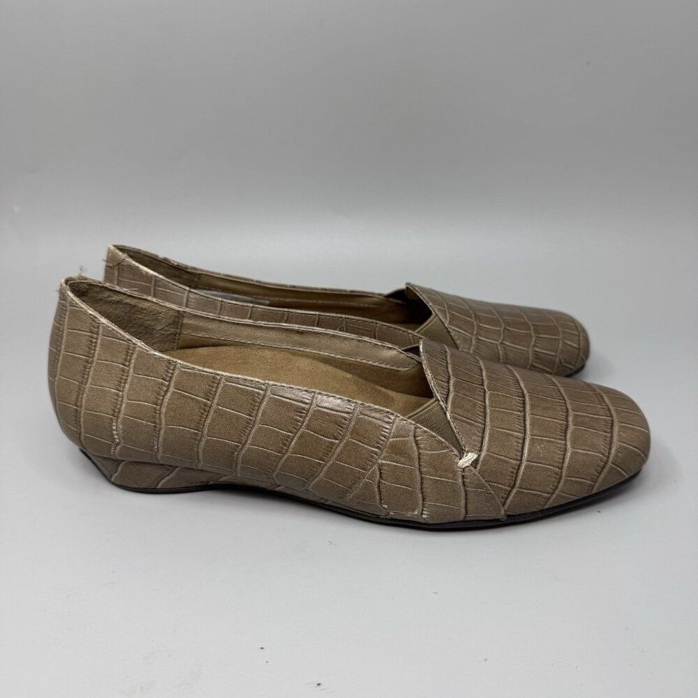 Vionic Womens Shoes Size 8.5 Dolores Taupe Croco Leather Loafer  Orthaheel